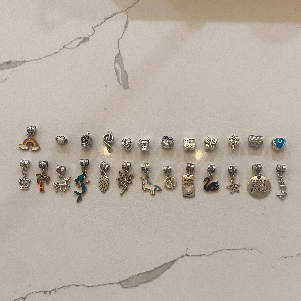 Lot Of 25 Silver Tone brazalet Charms